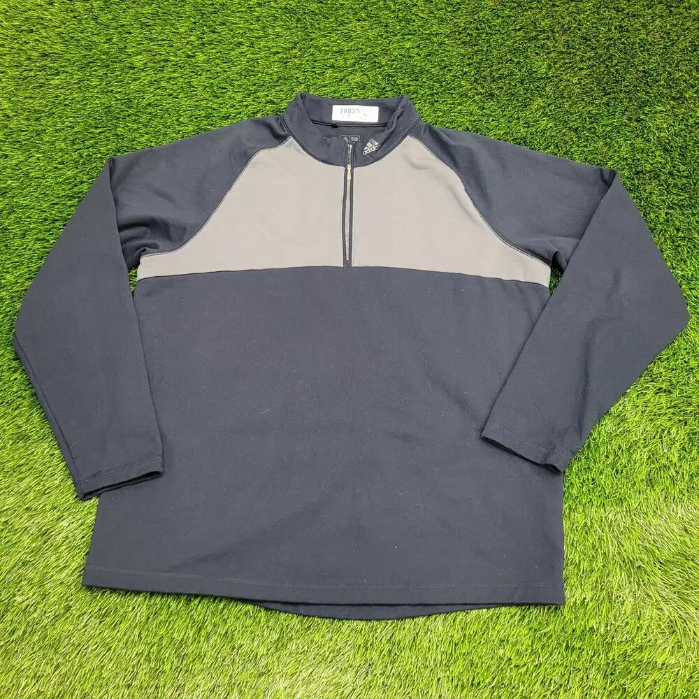 ADIDAS 1/4 Zip Sweater XL 25x30 Navy-Blue Climawarm